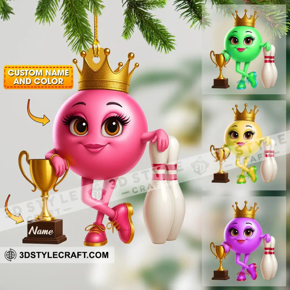 Bowling Girl Home Decor Christmas Ornament Personalized Ornament 3.54’’ / 1 Ornament Ornament