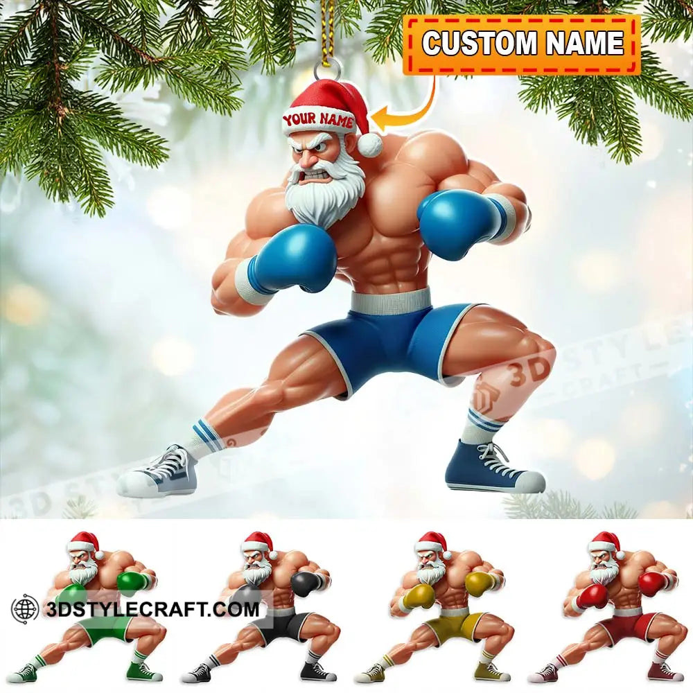 Boxing Santa Home Decor Christmas Ornament Personalized Ornament 3.54’’ / 1 Ornament Ornament
