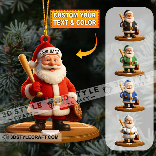 Christmas Baseball Santa Home Decor Christmas Ornament Personalized Ornament 3.54’’ / 1 Ornament Ornament