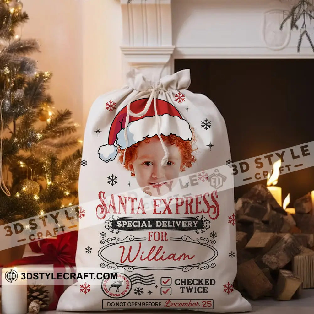 Christmas Delivery Face Photo Personalized Christmas String Bag Bag