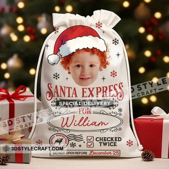 Christmas Delivery Face Photo, Personalized Christmas String Bag style option 3