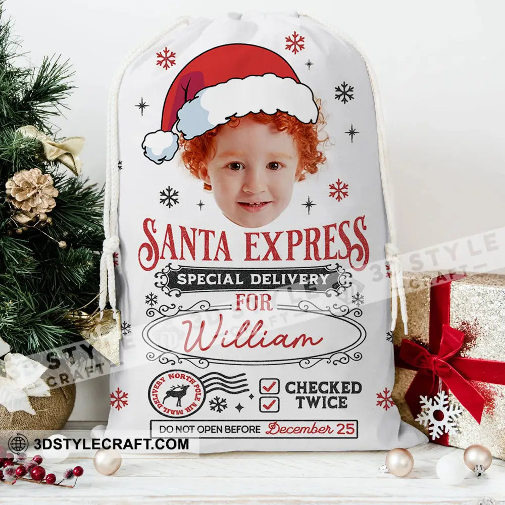 Christmas Delivery Face Photo Personalized Christmas String Bag Bag