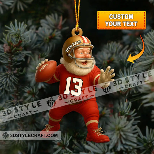 Christmas Football Santa Home Decor Christmas Ornament Personalized Ornament 3.54’’ / 1 Ornament Ornament