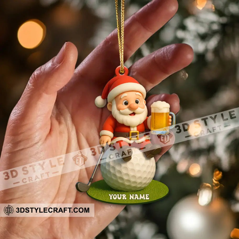 Christmas Golf And Beer Santa Home Decor Christmas Ornament Personalized Ornament Ornament