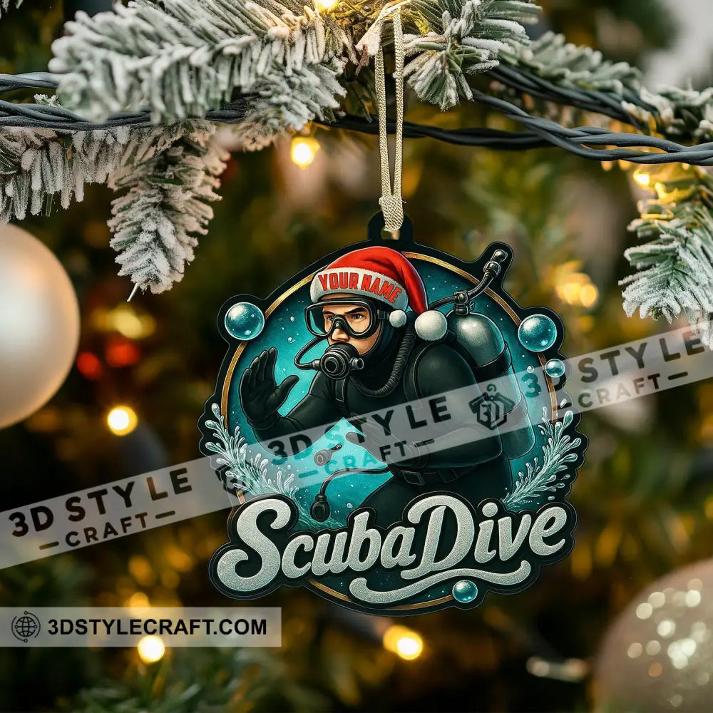 Christmas Scuba Dive Home Decor Christmas Ornament Personalized Ornament Ornament