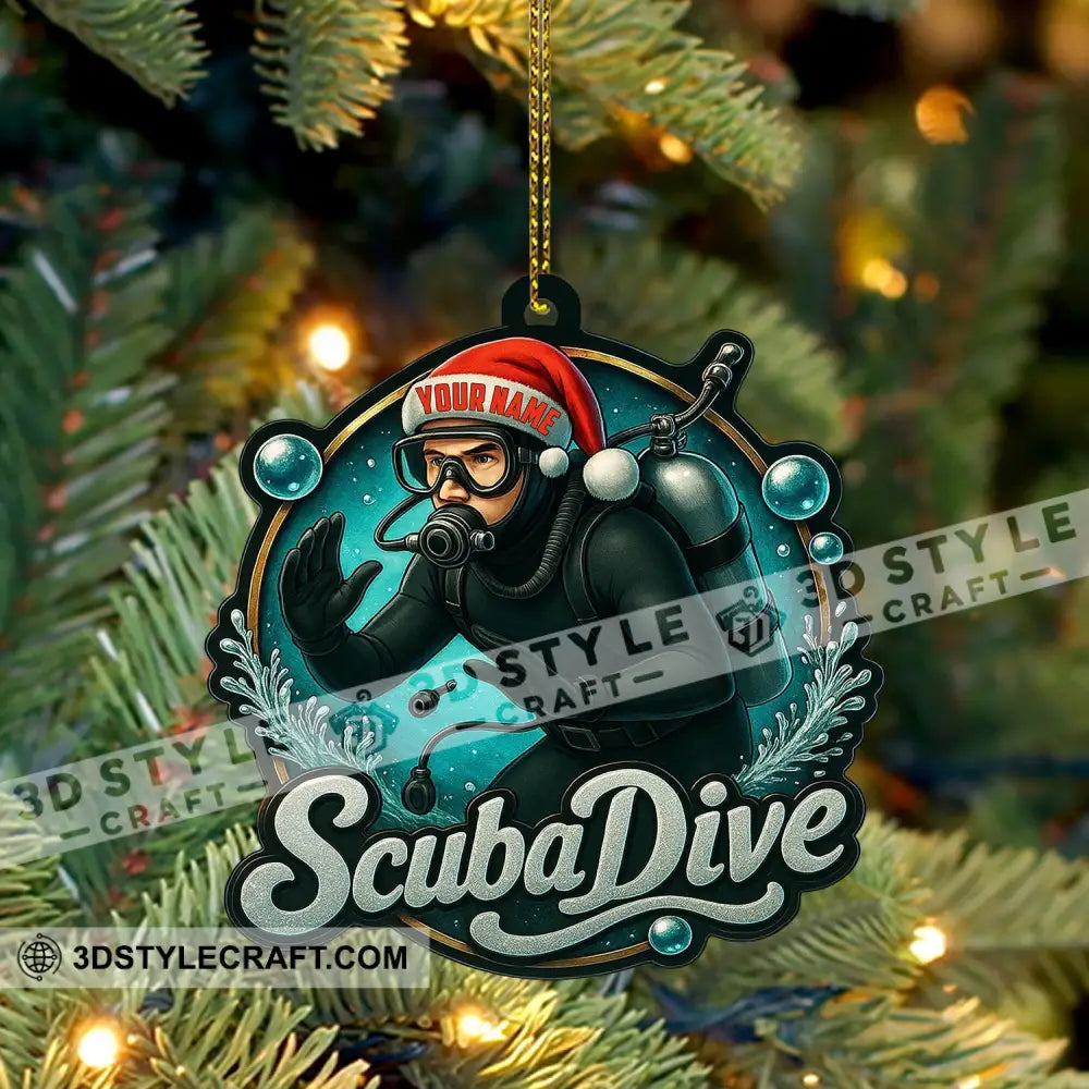 Christmas Scuba Dive Home Decor Christmas Ornament Personalized Ornament Ornament