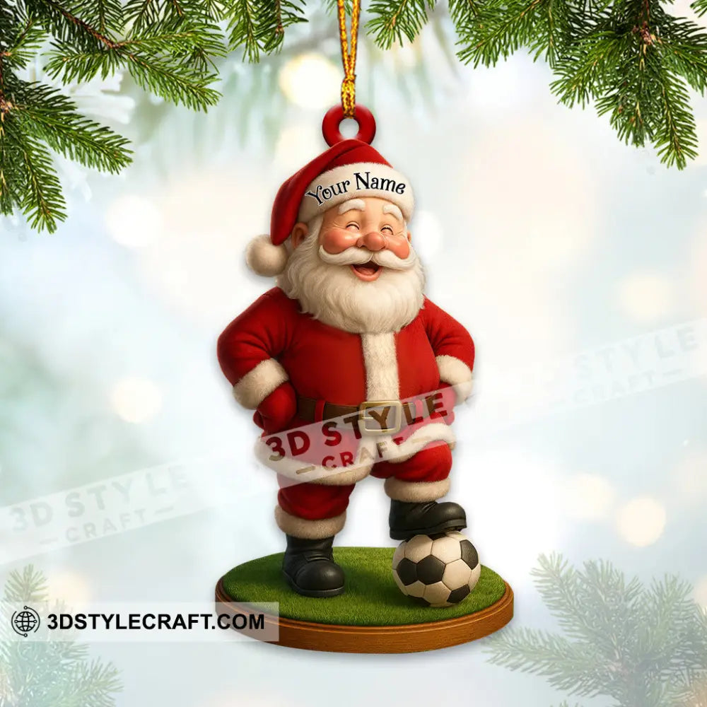 Christmas Soccer Santa Home Decor Christmas Ornament Personalized Ornament Ornament