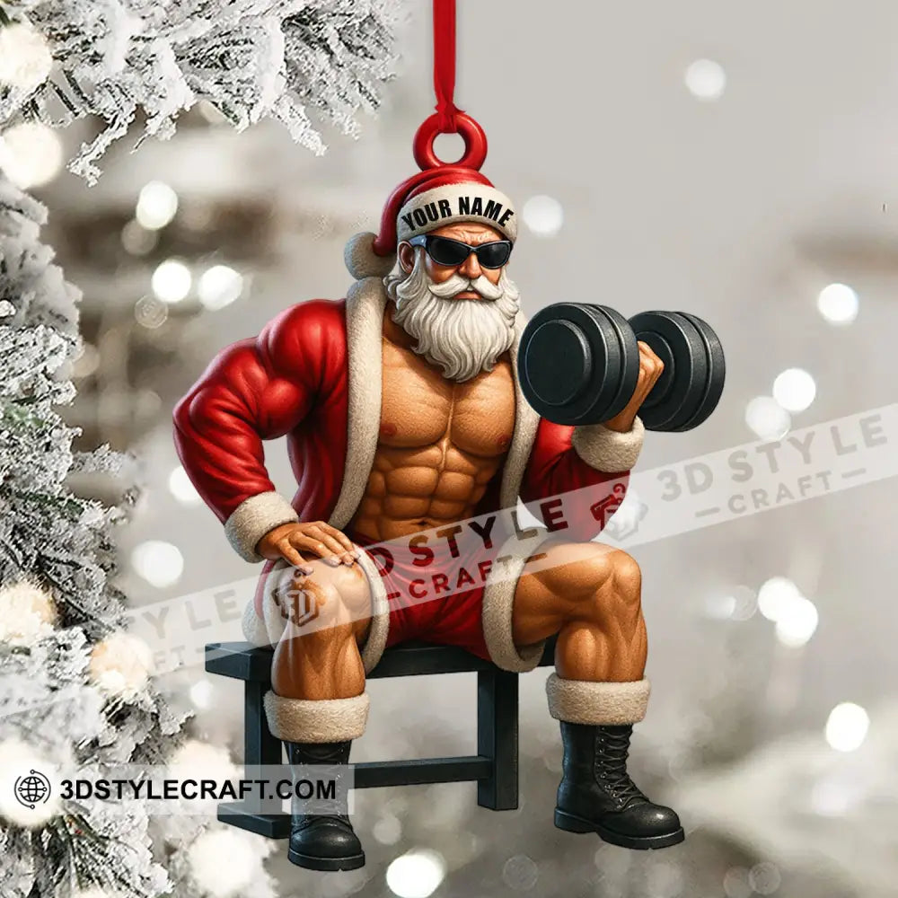 Christmas Weightlifting Santa Home Decor Christmas Ornament Personalized Ornament Ornament