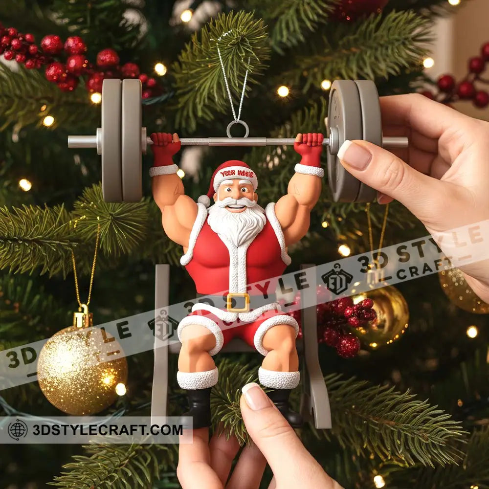 Christmas Weightlifting Santa Home Decor Christmas Ornament Personalized Ornament Ornament