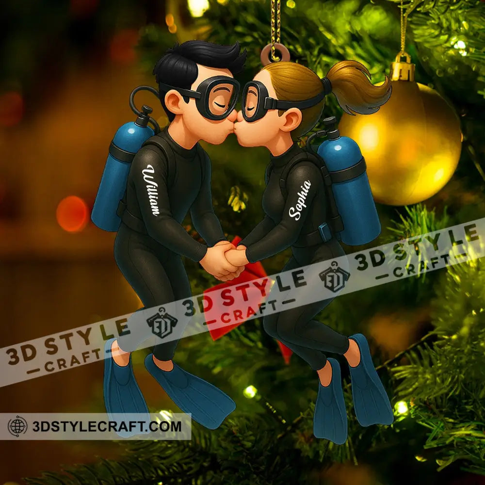 Couple Diving Home Decor Christmas Ornament Personalized Ornament Ornament