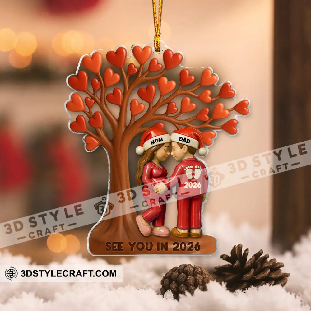 Couple Heart Tree New Baby Coming Christmas Home Decor Christmas Ornament Personalized Ornament Ornament