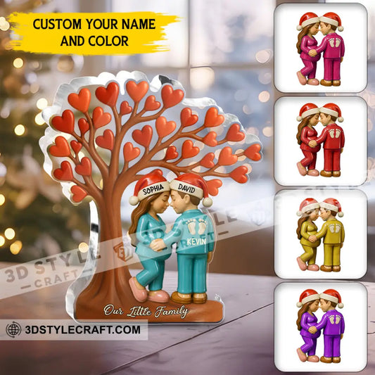 Couple Heart Tree New Baby Coming - Personalized Custom Shaped Acrylic Plaque 4’’ x 4’’ Custom Shaped Acrylic Plaque