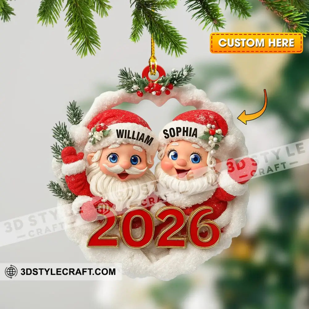 Couple Santa Home Decor Christmas Ornament Personalized Ornament 3.54’’ / 1 Ornament Ornament