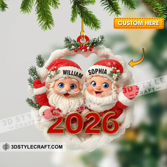 Couple Santa Home Decor Christmas Ornament Personalized Ornament 3.54’’ / 1 Ornament Ornament