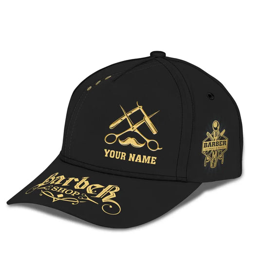 Custom Name Barber Classic Cap, Personalized Name Hairstylist Hat, Unisex Barber Hat style option 2