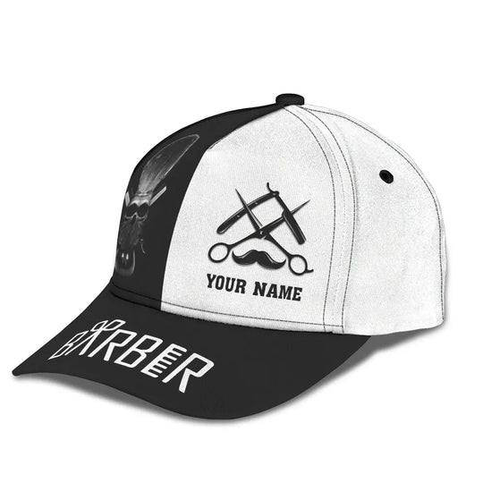 Custom Name Barber Classic Cap, Personalized Name Hairstylist Hat, Unisex Barber Hat style option 2