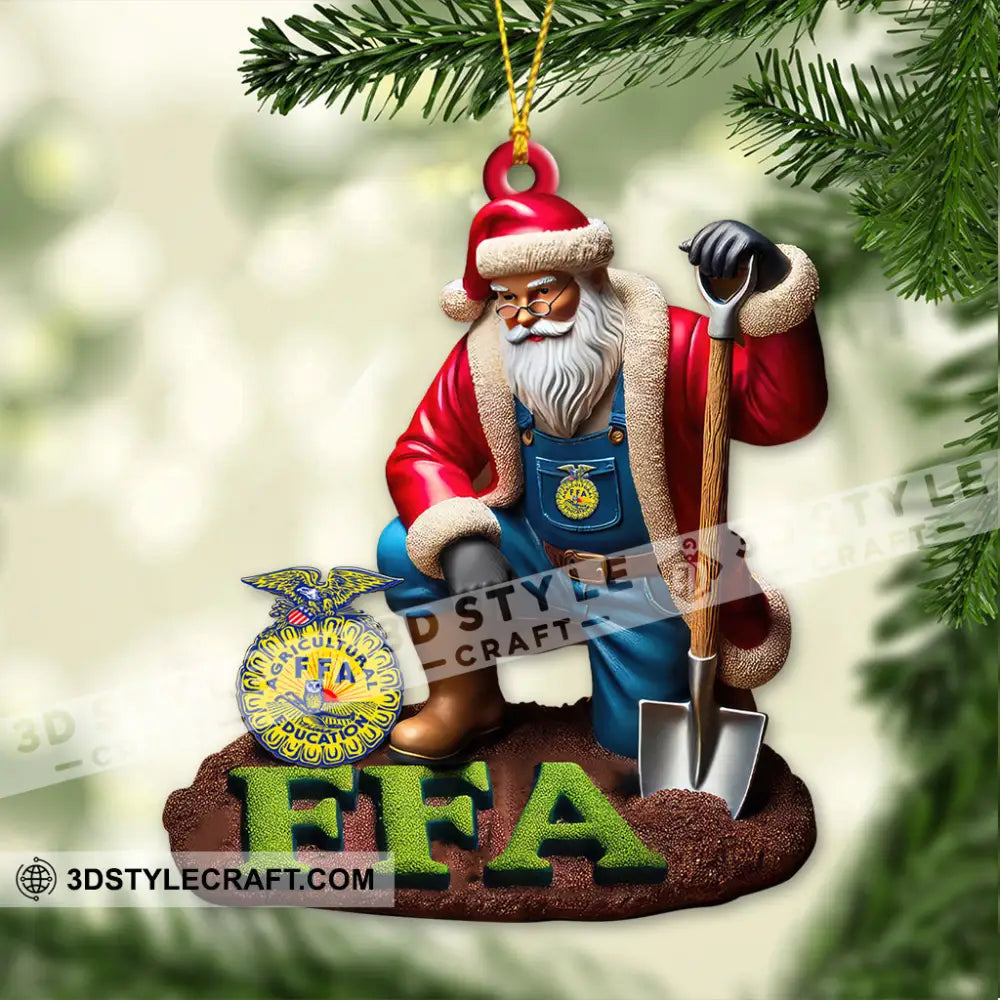 Custom Name Ffa Ornament Santa Farmer Christmas 3.54’’ / 1