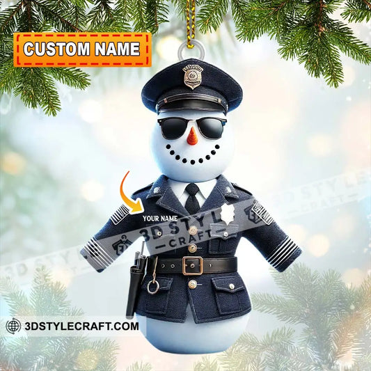 Custom Name Police Snowman Ornament Christmas Gift For