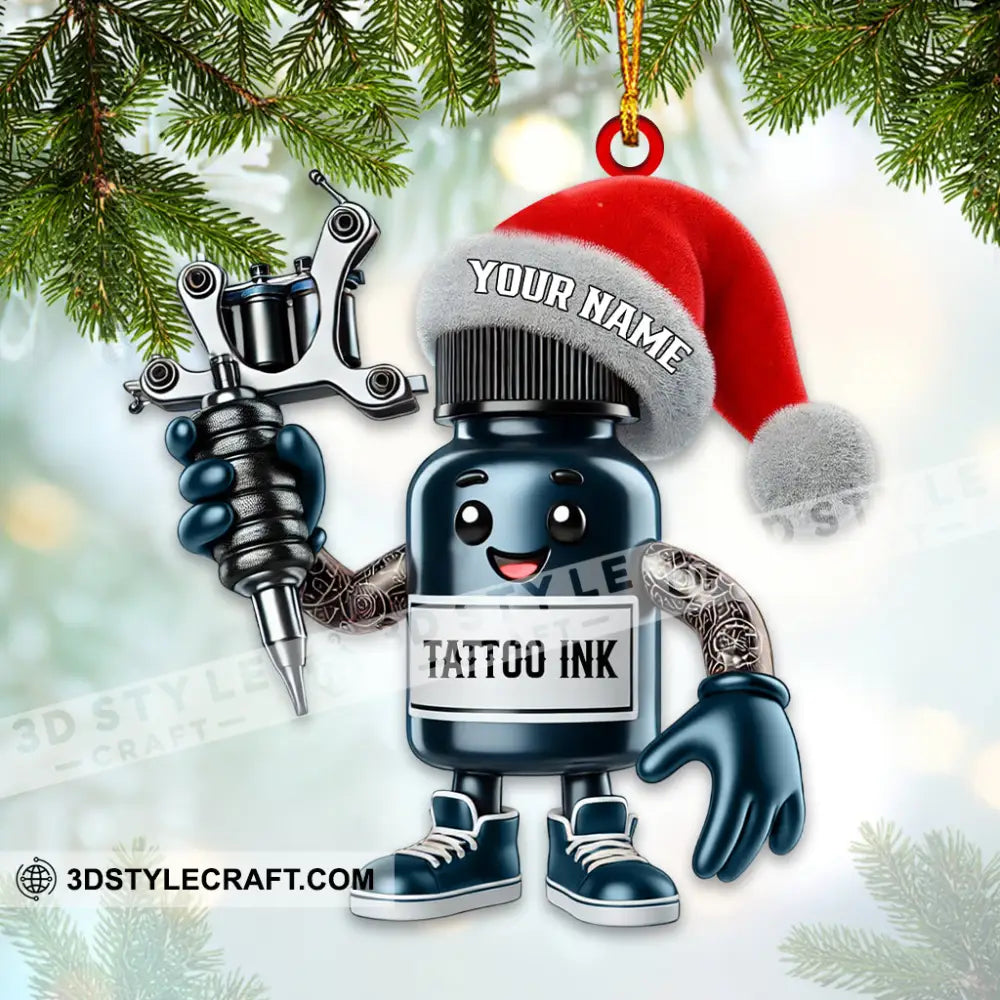 Custom Name Tattoo Shop Ornament Christmas Decoration For Studio 3.54’’ / 1
