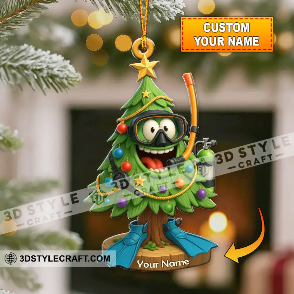 Diving Christmas Tree Home Decor Christmas Ornament Personalized Ornament 3.54’’ / 1 Ornament Ornament