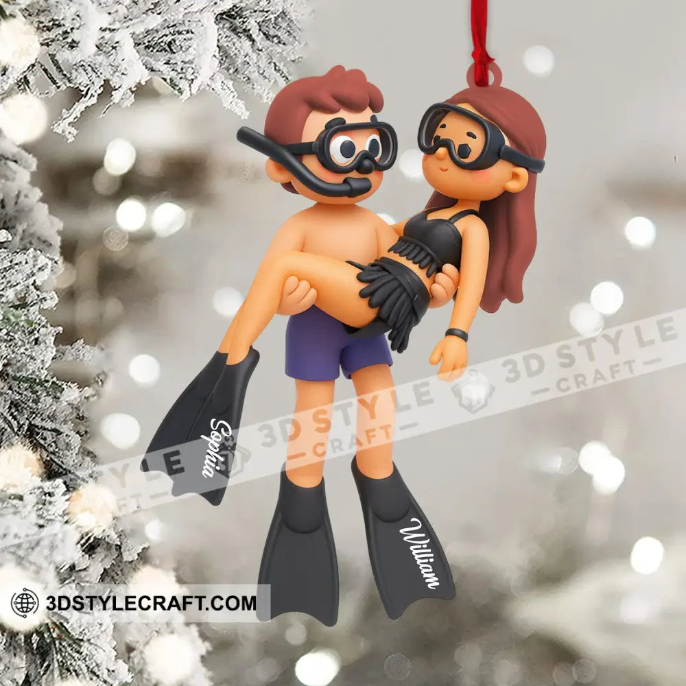 Diving Couple Christmas Home Decor Christmas Ornament Personalized Ornament Ornament