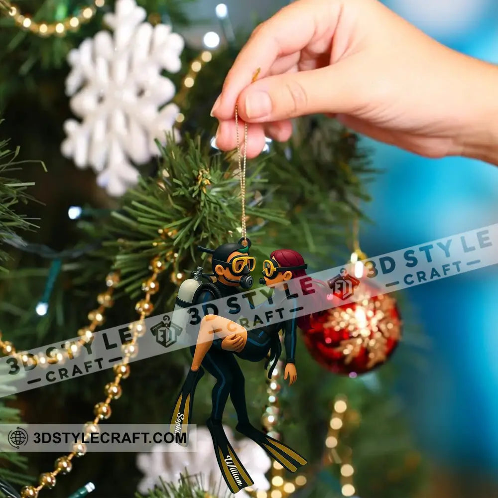 Diving Couple Home Decor Christmas Ornament Personalized Ornament Ornament