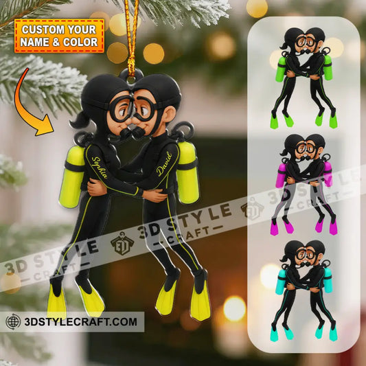 Diving Couple Home Decor Christmas Ornament Personalized Ornament 3.54’’ / 1 Ornament Ornament