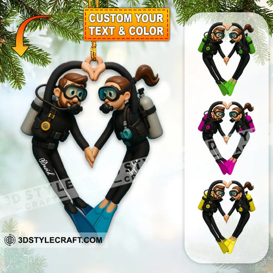 Diving Couple Home Decor Christmas Ornament Personalized Ornament 3.54’’ / 1 Ornament Ornament