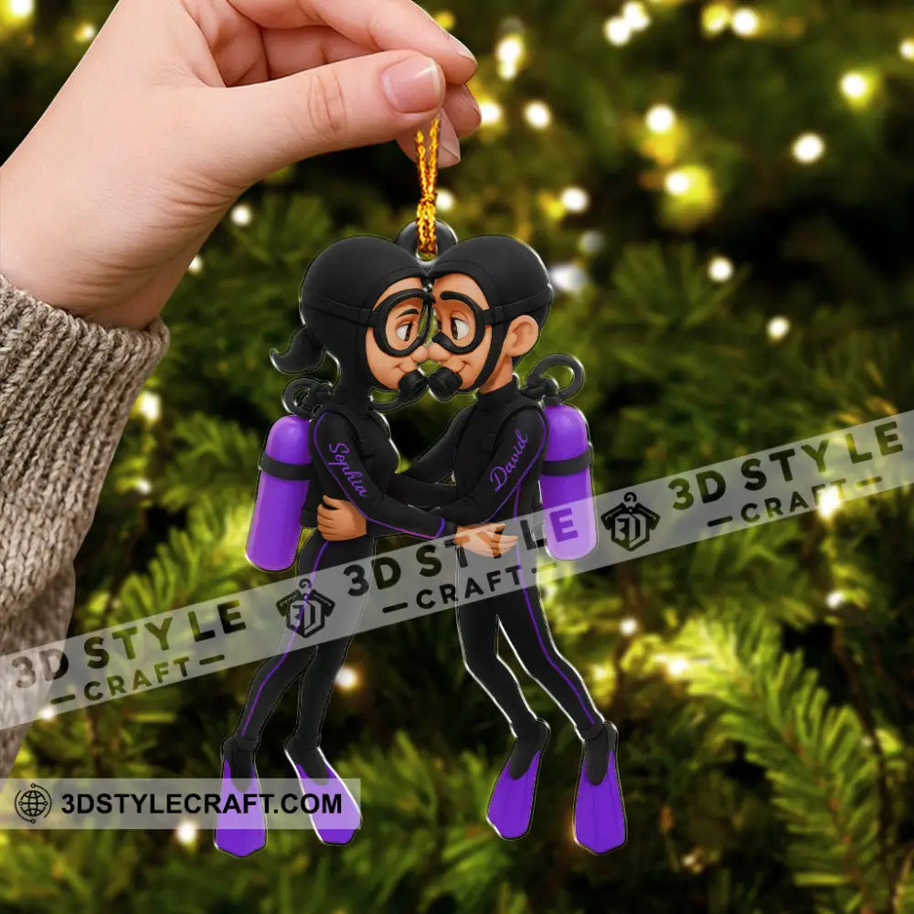 Diving Couple Home Decor Christmas Ornament Personalized Ornament Ornament