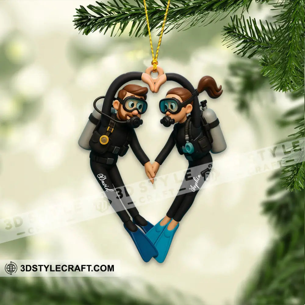 Diving Couple Home Decor Christmas Ornament Personalized Ornament Ornament