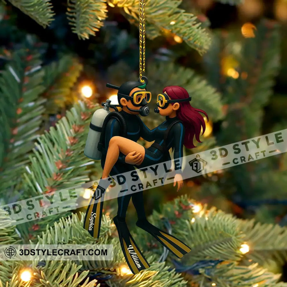 Diving Couple Home Decor Christmas Ornament Personalized Ornament Ornament