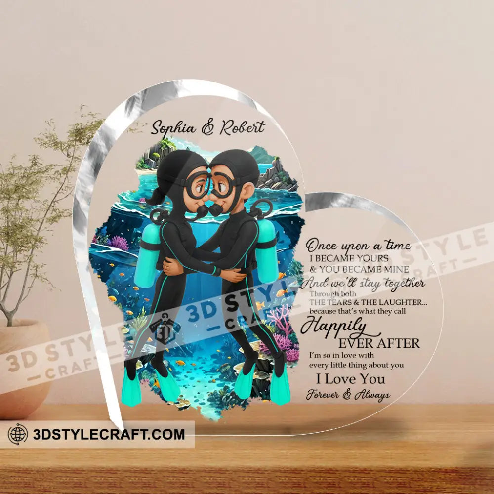 Diving Couple Love Forever Gift For Couple - Personalized Custom Shaped Acrylic Plaque Custom Shaped Acrylic Plaque