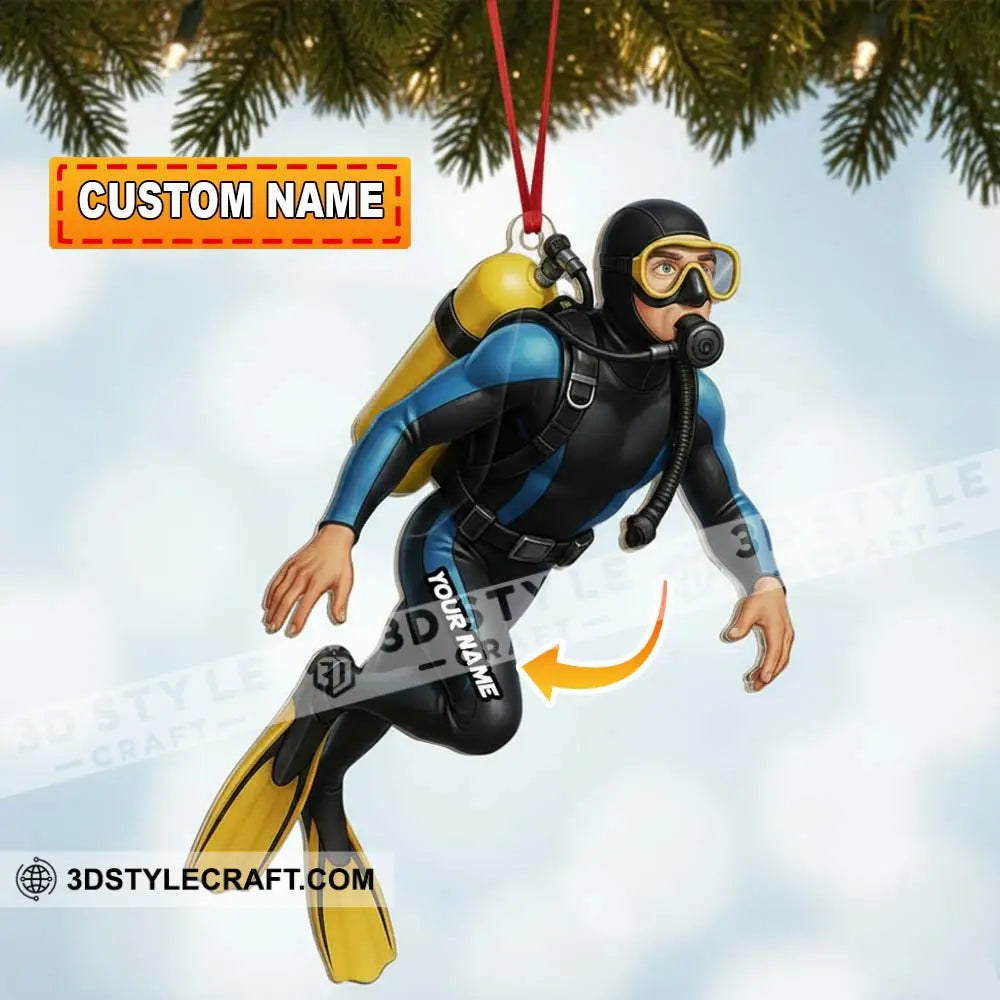 Diving Home Decor Christmas Ornament Personalized Ornament 3.54’’ / 1 Ornament Ornament
