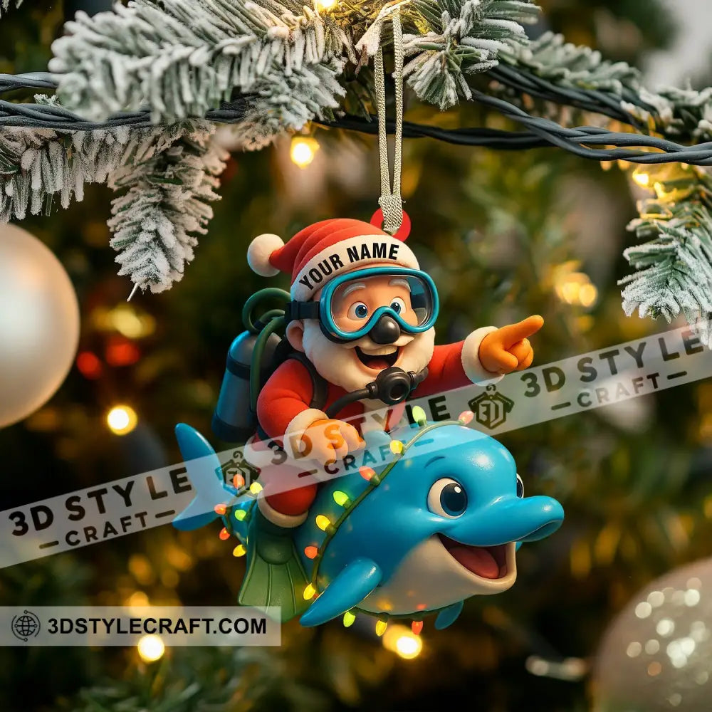 Diving Santa Home Decor Christmas Ornament Personalized Ornament Ornament