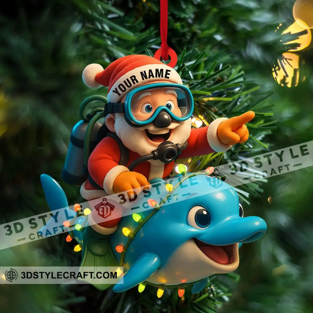 Diving Santa Home Decor Christmas Ornament Personalized Ornament Ornament