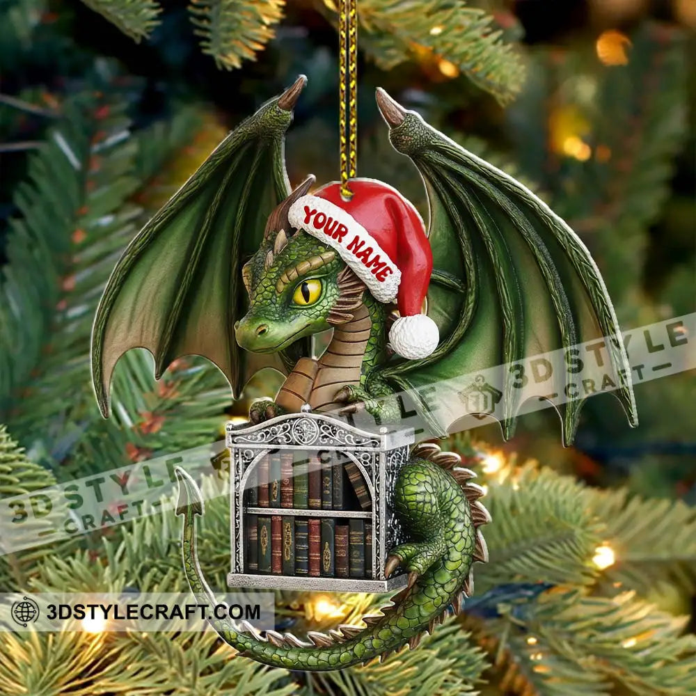 Dragon Books Library Home Decor Christmas Ornament Personalized Ornament Ornament