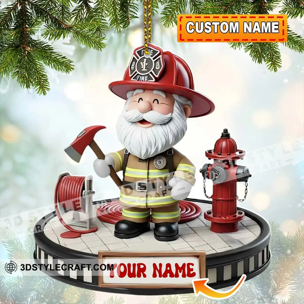 Fireman Santa Home Decor Christmas Ornament Personalized Ornament 3.54’’ / 1 Ornament Ornament
