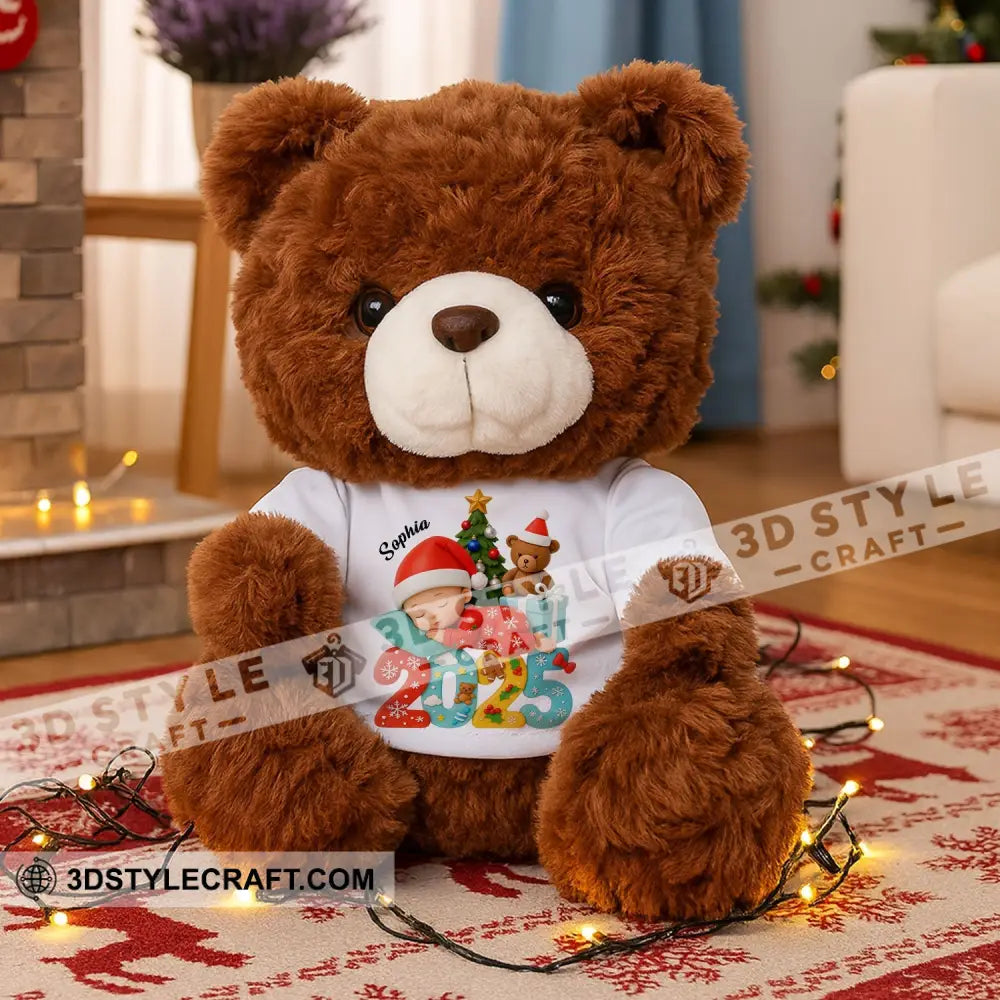 First Christmas Baby Personalized Teddy Bear Shirt Brown / 9’’ / No Graduate Teddy Bear Shirt