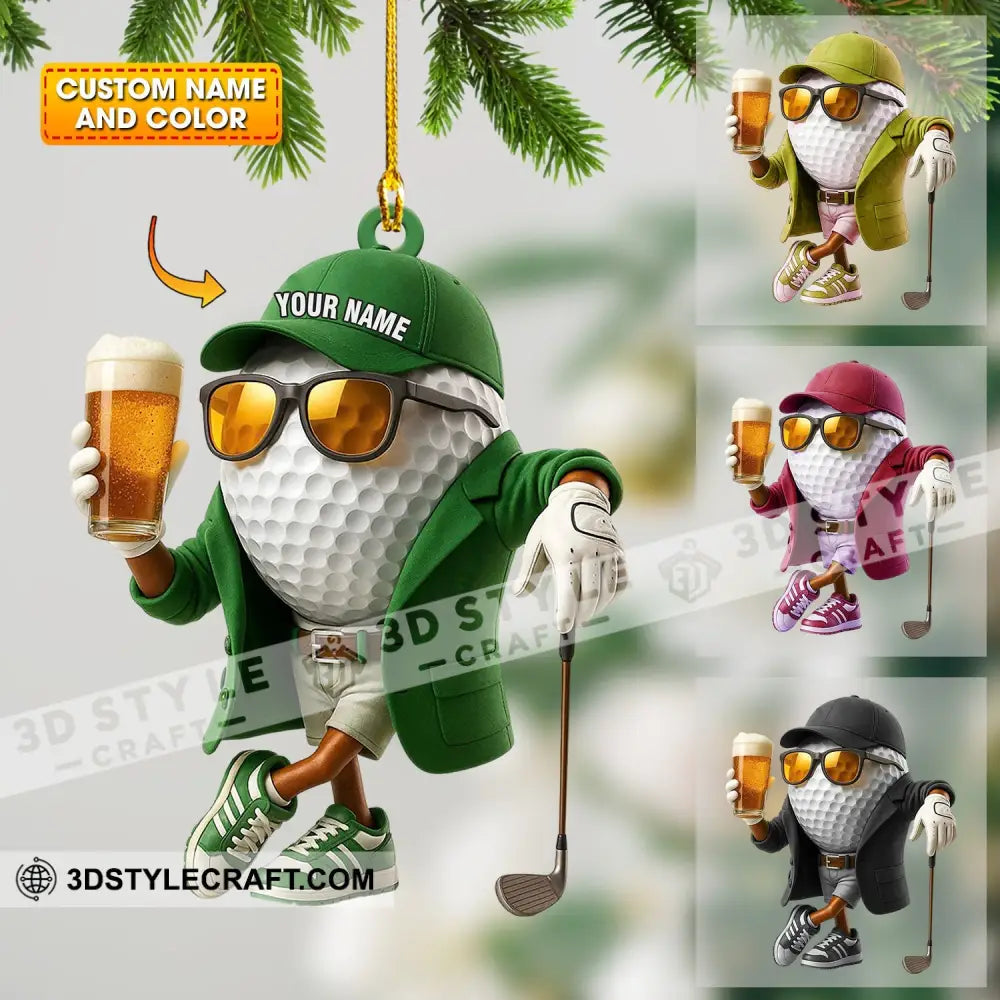 Golf And Beer Man Christmas Home Decor Christmas Ornament Personalized Ornament 3.54’’ / 1 Ornament Ornament