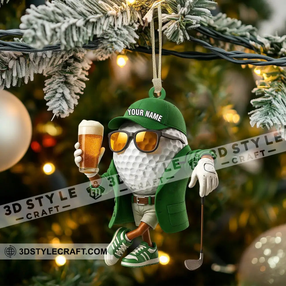 Golf And Beer Man Christmas Home Decor Christmas Ornament Personalized Ornament Ornament