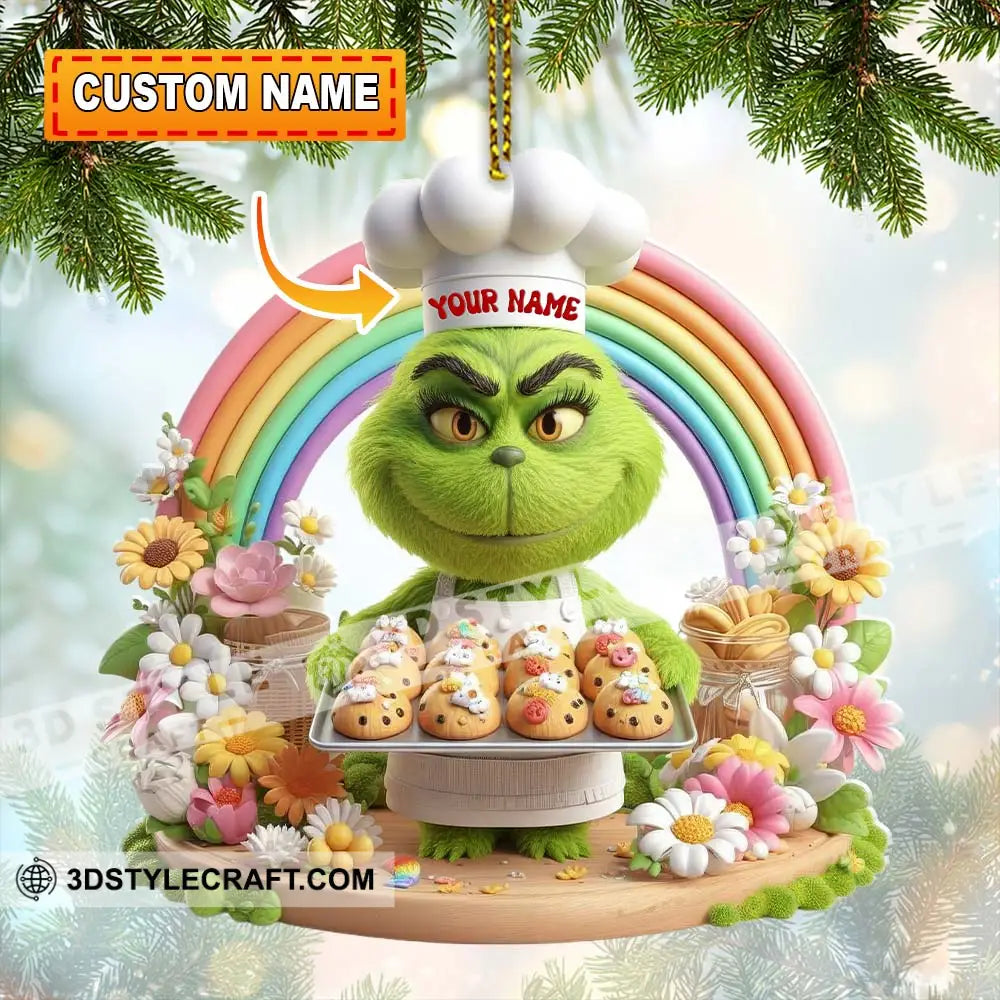 Grinch Baker Home Decor Christmas Ornament Personalized Ornament 3.54’’ / 1 Ornament Ornament