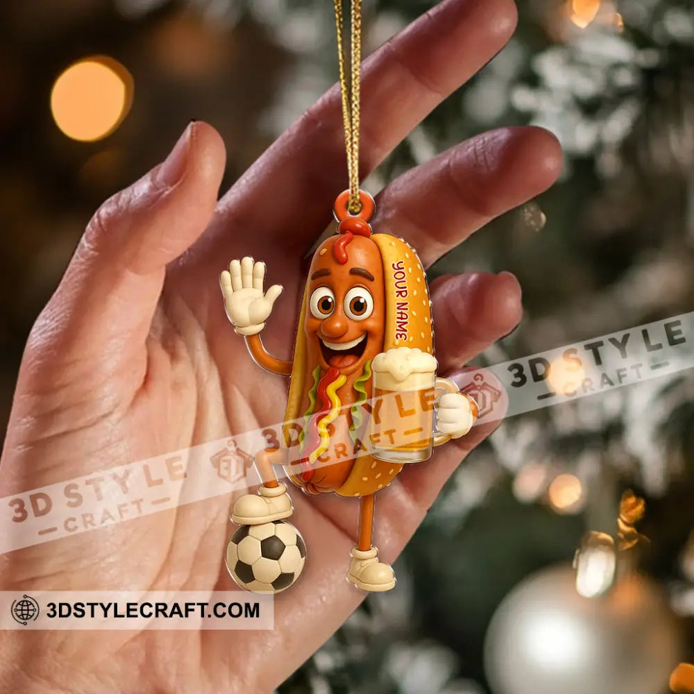 Hotdog And Beer Home Decor Christmas Ornament Personalized Ornament Ornament