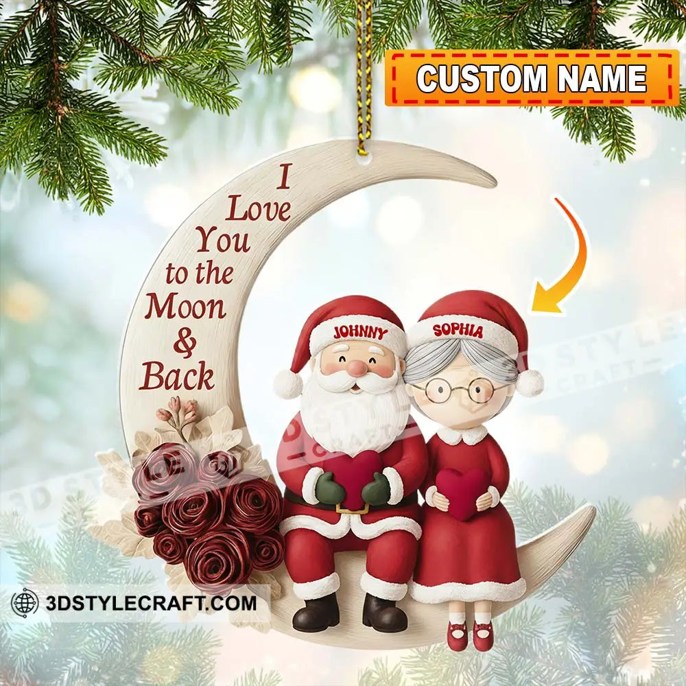 I Love To The Moon And Back Christmas Home Decor Christmas Ornament Personalized Ornament 3.54’’ / 1 Ornament Ornament