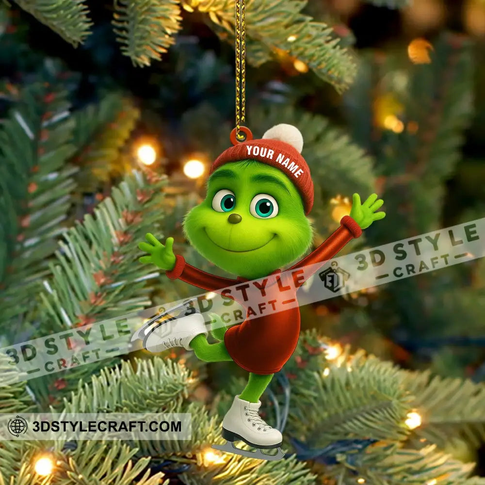 Ice Skating Grinch Home Decor Christmas Ornament Personalized Ornament Ornament