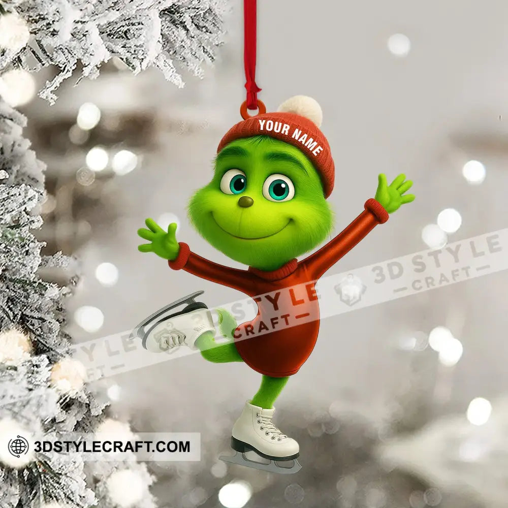 Ice Skating Grinch Home Decor Christmas Ornament Personalized Ornament Ornament