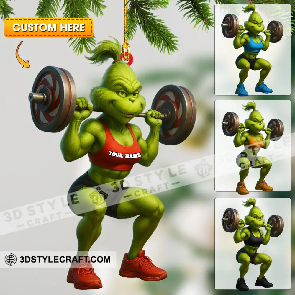 Lady Weightlifting Home Decor Christmas Ornament Personalized Ornament 3.54’’ / 1 Ornament Ornament