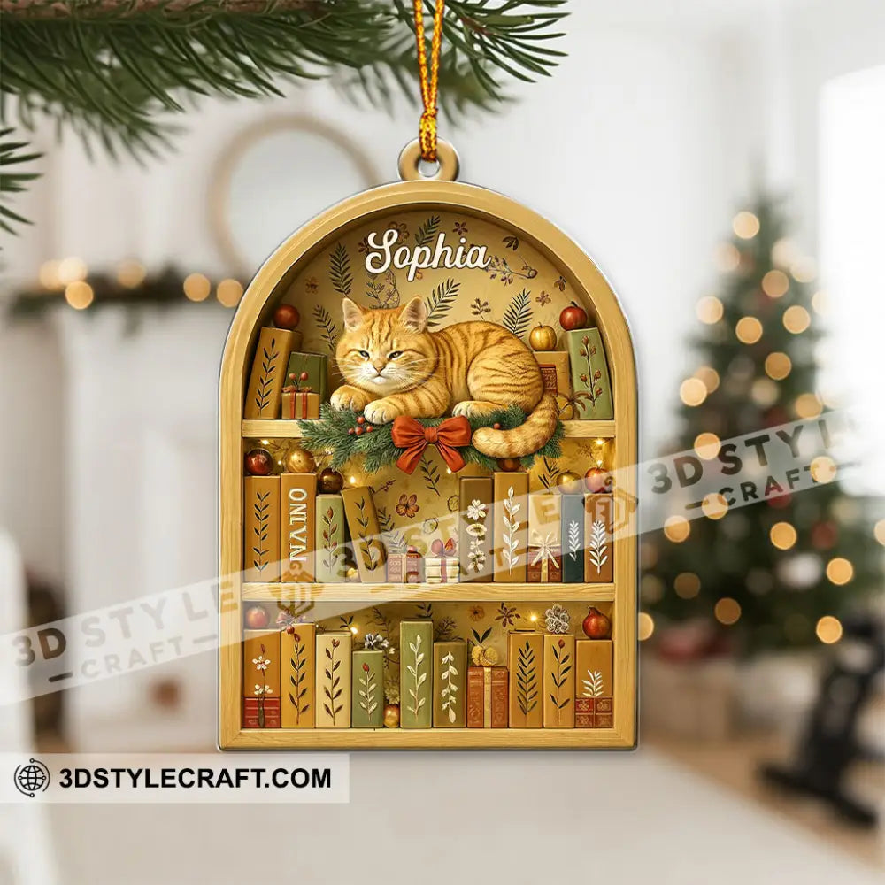 Love Book And Cat Home Decor Christmas Ornament Personalized Ornament Ornament