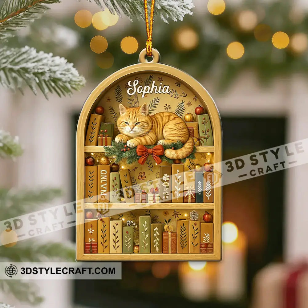 Love Book And Cat Home Decor Christmas Ornament Personalized Ornament Ornament