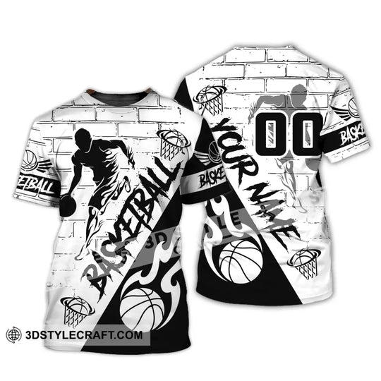 Man Shirt, Basketball Shirt, Custom Name T-Shirt, Basketball Fire, Gift for Basketball Player style option 2