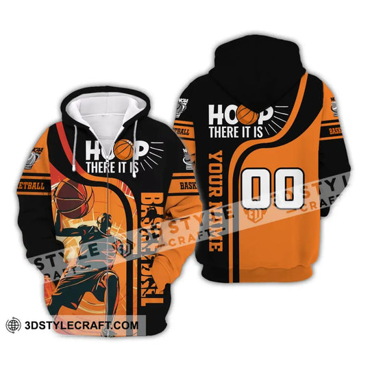Man Shirt, Custom Name and Number Basketball T-Shirt, Hoop There It Is, Gift for Basketball Player style option 3